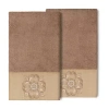 Linum Home Textiles Alyssa Embellished 2-pc. Embellished Medallion Bath Towel In Brown