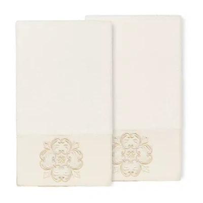 Linum Home Textiles Alyssa Embellished 2-pc. Embellished Medallion Bath Towel In Sand