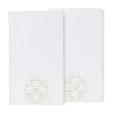 Linum Home Textiles Alyssa Embellished 2-pc. Embellished Medallion Bath Towel In White