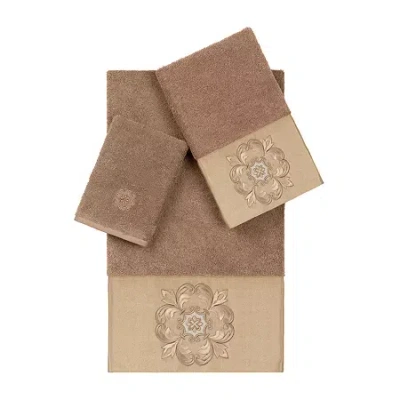 Linum Home Textiles Alyssa Embellished 3-pc. Bath Towel Set In Brown