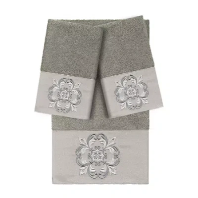 Linum Home Textiles Alyssa Embellished 3-pc. Bath Towel Set In Gray