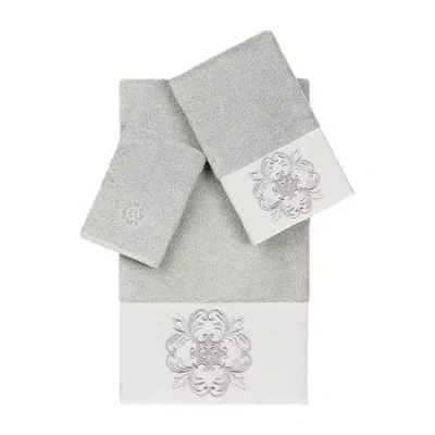 Linum Home Textiles Alyssa Embellished 3-pc. Bath Towel Set In Gray