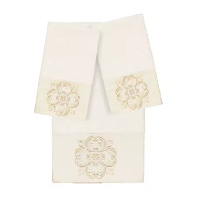 Linum Home Textiles Alyssa Embellished 3-pc. Bath Towel Set In White