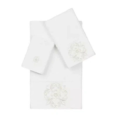 Linum Home Textiles Alyssa Embellished 3-pc. Bath Towel Set In White