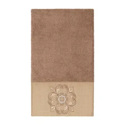 Linum Home Textiles Alyssa Embellished Embellished Medallion Bath Towel In Brown
