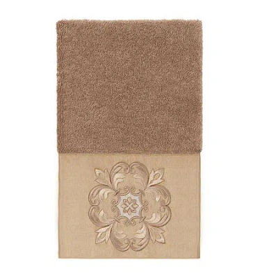 Linum Home Textiles Alyssa Embellished Hand Towel In Brown