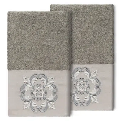 Linum Home Textiles Alyssa Turkish Cotton Hand Towel In Gray
