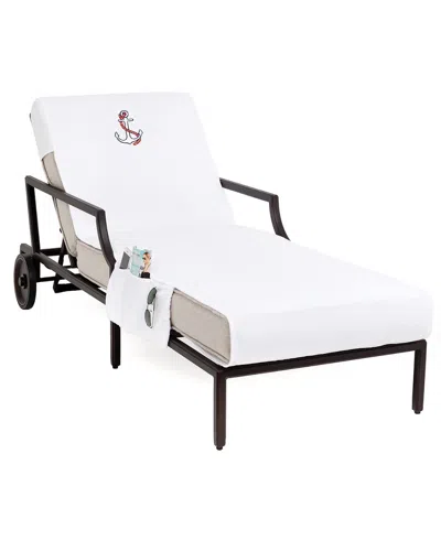 Linum Home Textiles Anchor Embroidered Chaise Lounge Cover With Pockets
