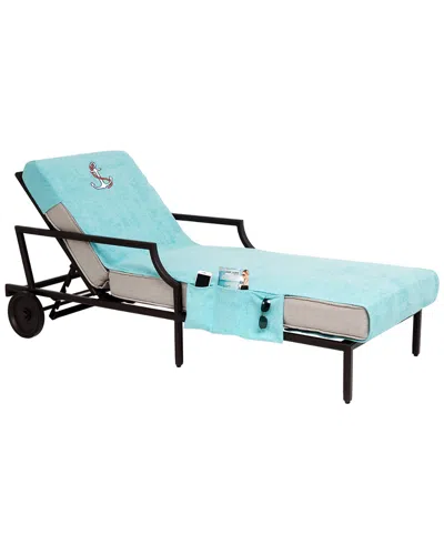 Linum Home Textiles Anchor Embroidered Chaise Lounge Cover With Pockets