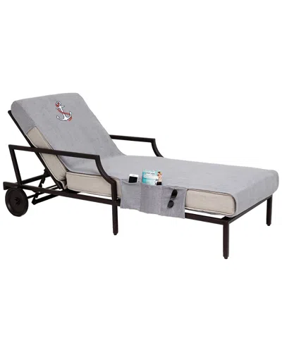 Linum Home Textiles Anchor Embroidered Chaise Lounge Cover With Pockets