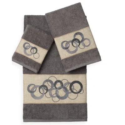 Linum Home Textiles Annabelle 3 Piece Towel Set In Dark Gray