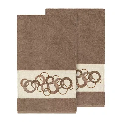 Linum Home Textiles Annabelle Embellished 2-pc. Bath Towel Set In Brown