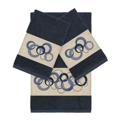 Linum Home Textiles Annabelle Embellished 3-pc. Bath Towel Set In Blue