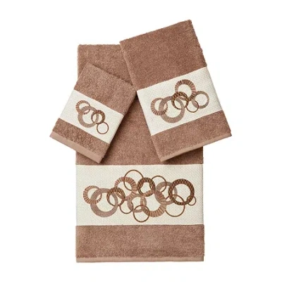 Linum Home Textiles Annabelle Embellished 3-pc. Bath Towel Set In Brown