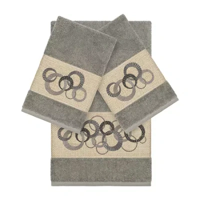 Linum Home Textiles Annabelle Embellished 3-pc. Bath Towel Set In Gray