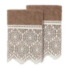 Linum Home Textiles Arian 2-pc. Embellished Washcloth In Brown