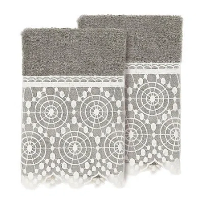 Linum Home Textiles Arian 2-pc. Embellished Washcloth In Gray