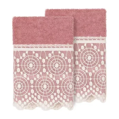 Linum Home Textiles Arian 2-pc. Embellished Washcloth In Pink