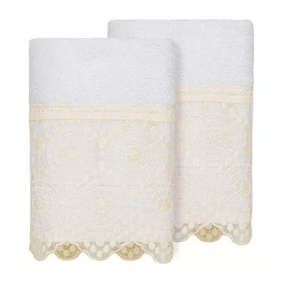Linum Home Textiles Arian 2-pc. Embellished Washcloth In White