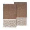 Linum Home Textiles Arian Embellished 2-pc. Embellished Bath Towel In Brown
