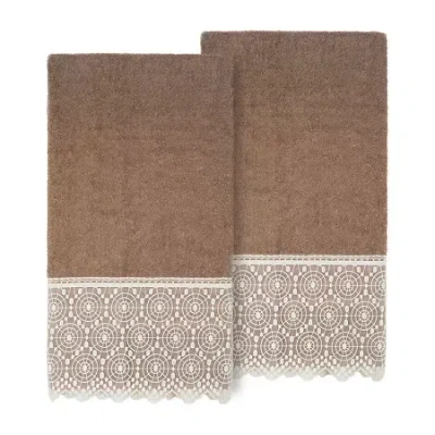 Linum Home Textiles Arian Embellished 2-pc. Embellished Bath Towel In Brown