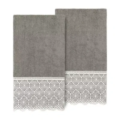 Linum Home Textiles Arian Embellished 2-pc. Embellished Bath Towel In Gray