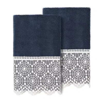 Linum Home Textiles Arian Embellished 2-pc. Embellished Hand Towel In Blue