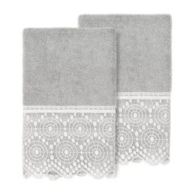 Linum Home Textiles Arian Embellished 2-pc. Embellished Hand Towel In Gray
