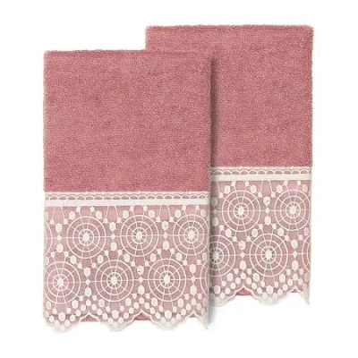 Linum Home Textiles Arian Embellished 2-pc. Embellished Hand Towel In Pink