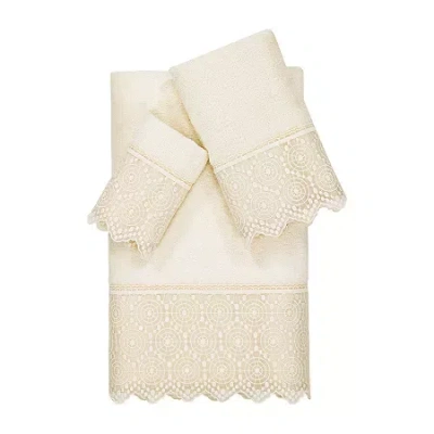 Linum Home Textiles Arian Embellished 3-pc. Bath Towel Set In White