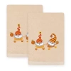 Linum Home Textiles Autumn Gnomes Embroidered 2-pc. Hand Towel In Neutral