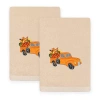Linum Home Textiles Autumn Truck Embroidered 2-pc. Hand Towel In Neutral