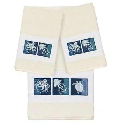 Linum Home Textiles Ava 3 Piece Turkish Cotton Towel Set In Cream
