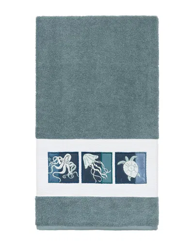 Linum Home Textiles Ava Turkish Cotton Embellished Bath Towel In Blue