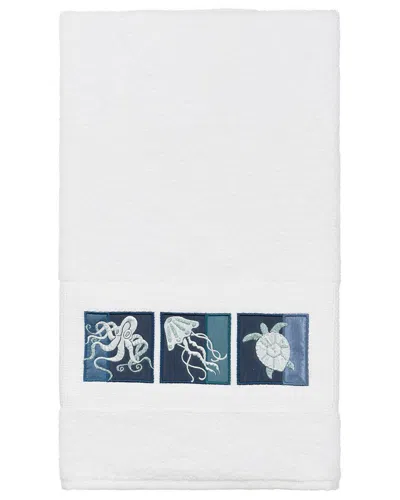 Linum Home Textiles Ava Turkish Cotton Embellished Bath Towel In Blue