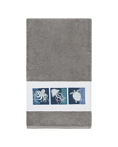 Linum Home Textiles Ava Turkish Cotton Embellished Bath Towel In Gray