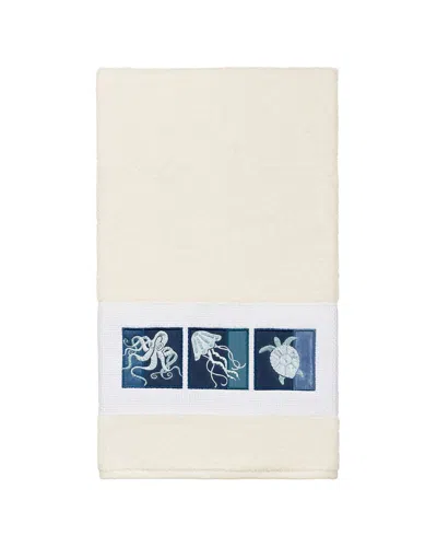 Linum Home Textiles Ava Turkish Cotton Embellished Bath Towel In Black