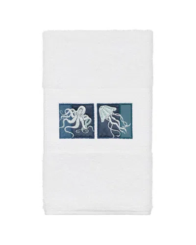 Linum Home Textiles Ava Turkish Cotton Embellished Hand Towel In White