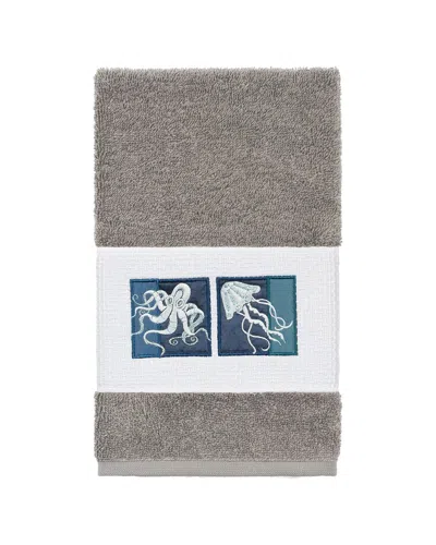 Linum Home Textiles Ava Turkish Cotton Embellished Hand Towel In Burgundy