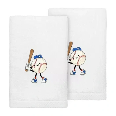 Linum Home Textiles Baseball Player 2-pc. Embellished Hand Towel In Sand