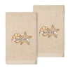 Linum Home Textiles Beach Life Embroidered 2-pc. Hand Towel In Neutral