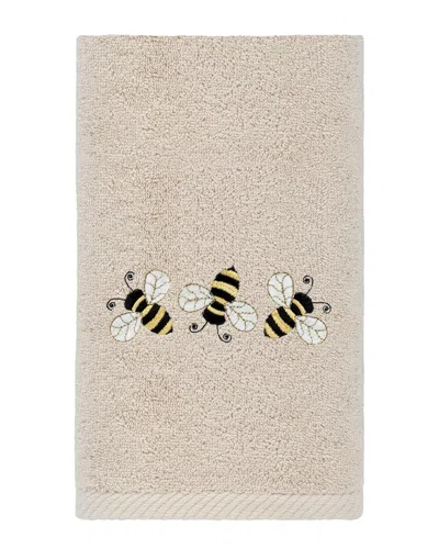 Linum Home Textiles Bee Dance Embroidered Luxury 100% Turkish Cotton Hand Towel In Sand