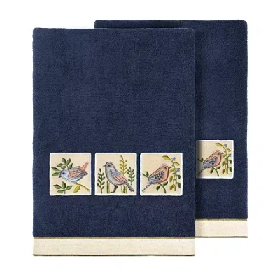 Linum Home Textiles Belinda 2-pc. Embellished Animal Bath Towel In Blue