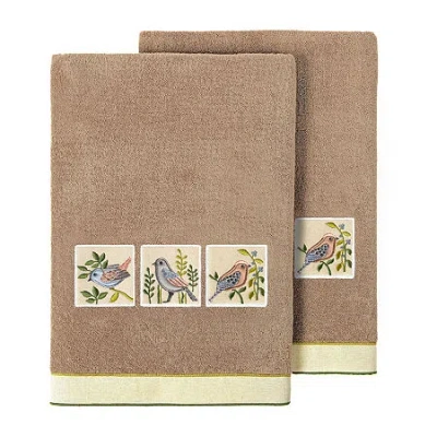 Linum Home Textiles Belinda 2-pc. Embellished Animal Bath Towel In Brown