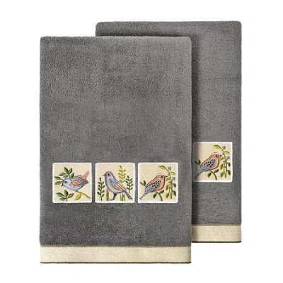 Linum Home Textiles Belinda 2-pc. Embellished Animal Bath Towel In Gray