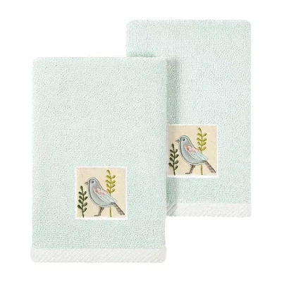 Linum Home Textiles Belinda 2-pc. Embellished Fingertip Towel In Blue