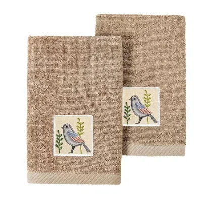 Linum Home Textiles Belinda 2-pc. Embellished Fingertip Towel In Brown