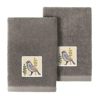 Linum Home Textiles Belinda 2-pc. Embellished Fingertip Towel In Gray