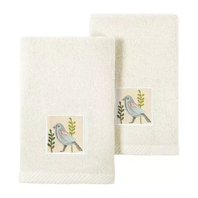 Linum Home Textiles Belinda 2-pc. Embellished Fingertip Towel In White