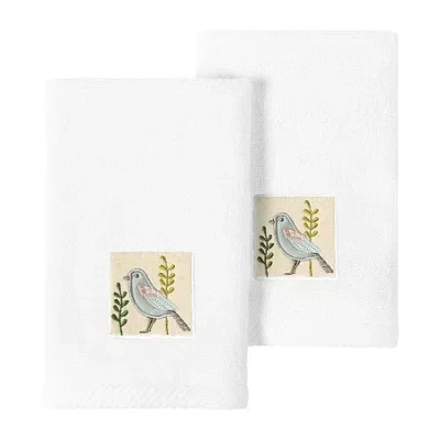 Linum Home Textiles Belinda 2-pc. Embellished Fingertip Towel In White